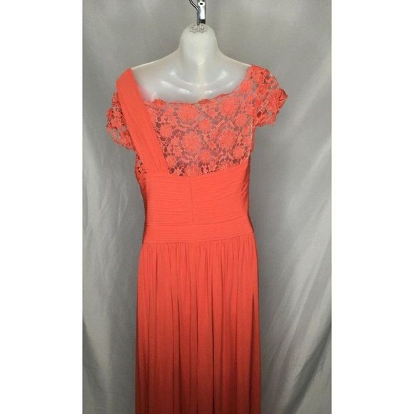 Coast (British) Full Length Prom Indian Wedding Gown Bright Orange US8 Lace top - Picture 7 of 10